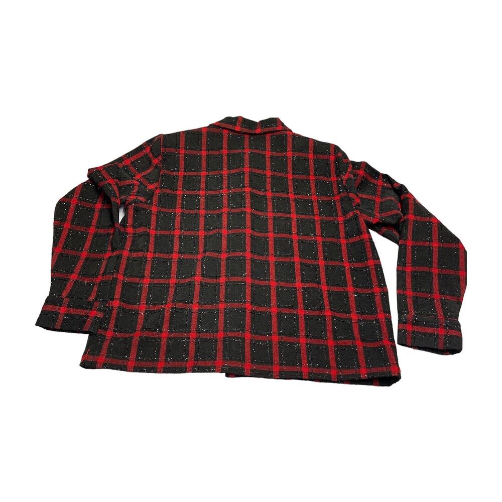 CJ Banks Red and Black Plaid Blazer Jacket Sparkle Shimmer Women’s Size Medium - Picture 3 of 8